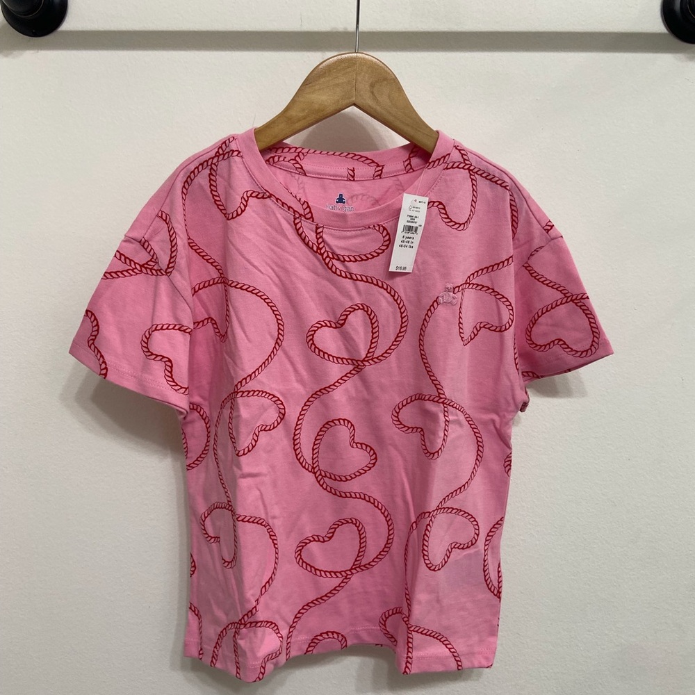 GAP Girls Pink Heart Pattern Kids Shirt